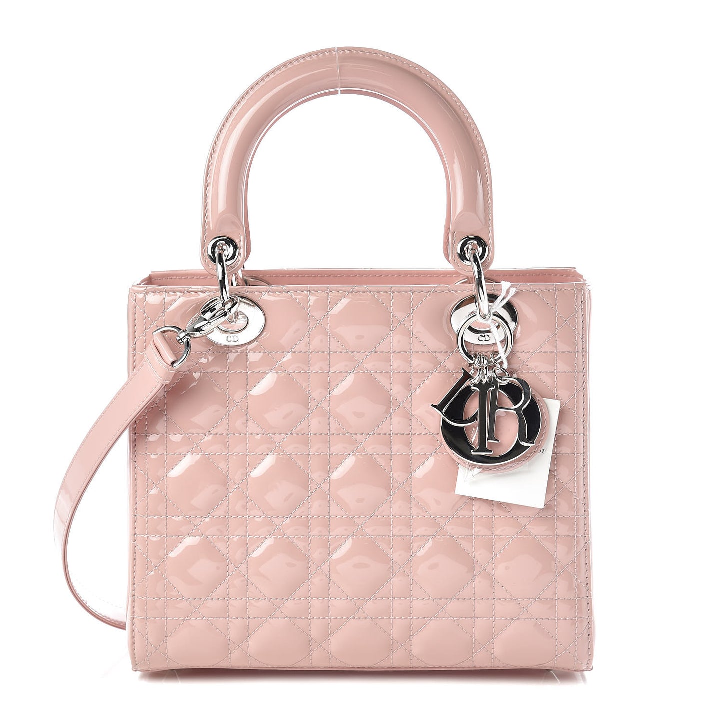 Patent Cannage Medium Lady Dior Rose Clair