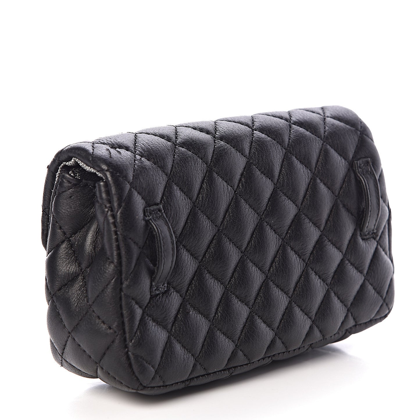 Calfskin Quilted CC Flap Belt Bag Black