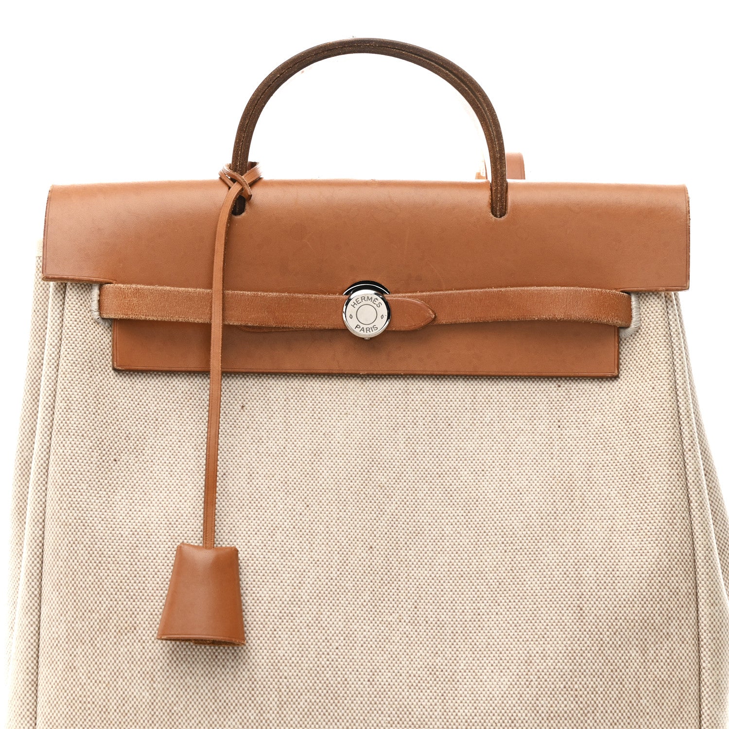 Hermes Toile Vache Calfskin Herbag 30 PM Backpack Natural 8 of 10