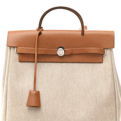 Hermes Toile Vache Calfskin Herbag 30 PM Backpack Natural 8 of 10
