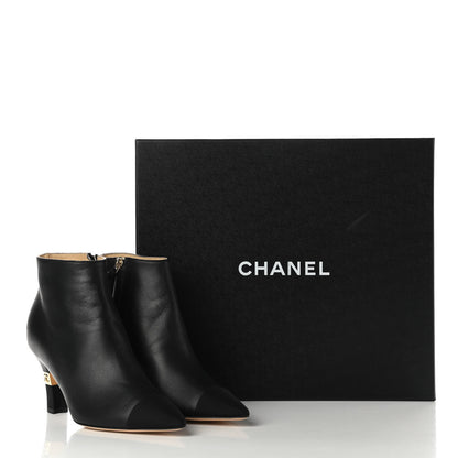 Chanel Lambskin Grosgrain Cap Toe Short Ankle Boots 36 Black 9 of 9