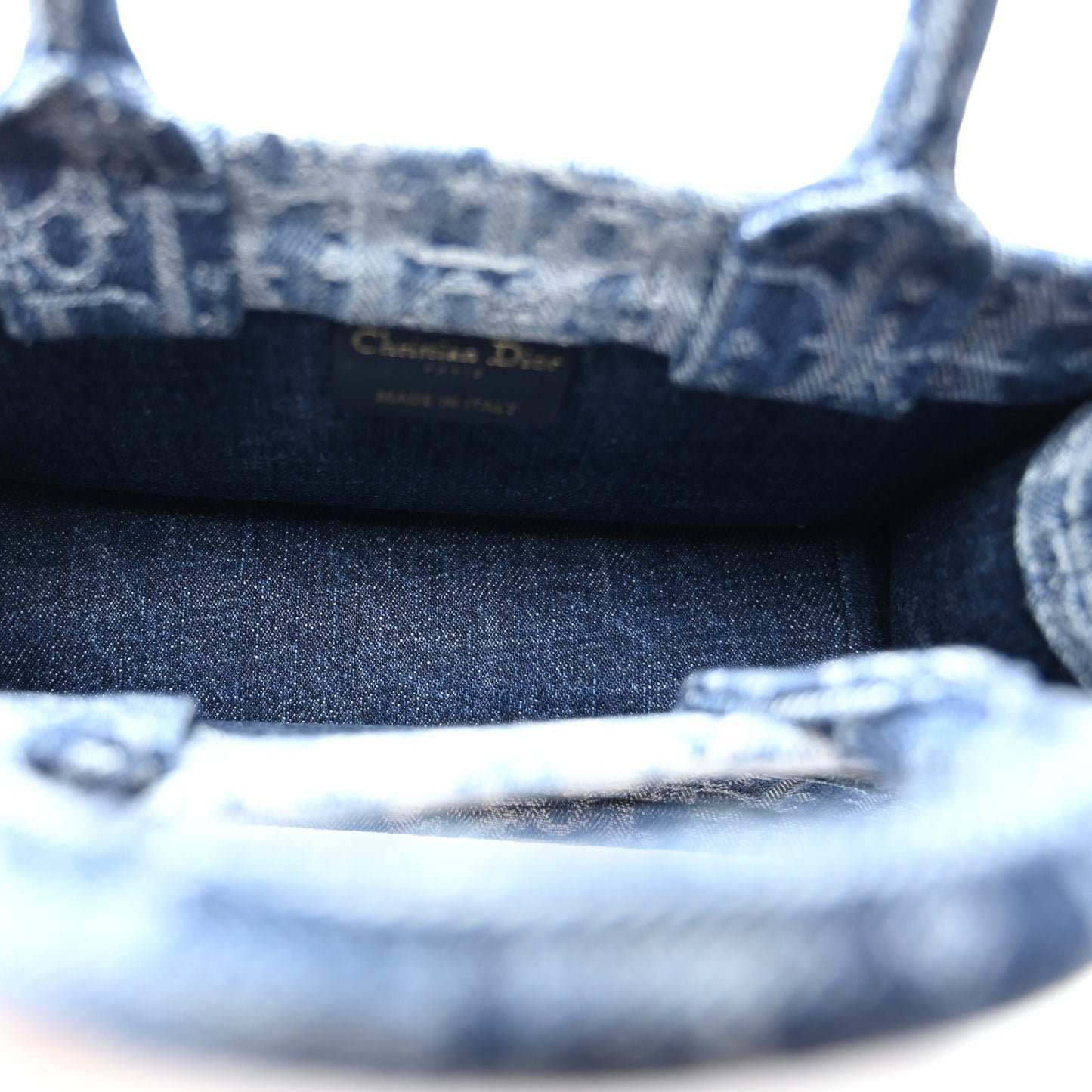 Denim Oblique Mini Book Tote With Strap Blue