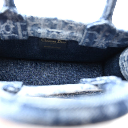 Christian Dior Denim Oblique Mini Book Tote With Strap Blue 5 of 10