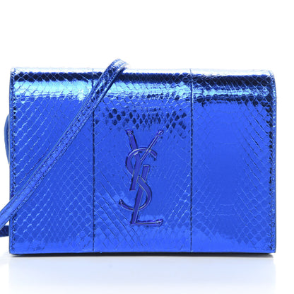 Saint Laurent Metallic Ayers Monogram Toy Kate Strap Wallet Blue Black 7 of 13