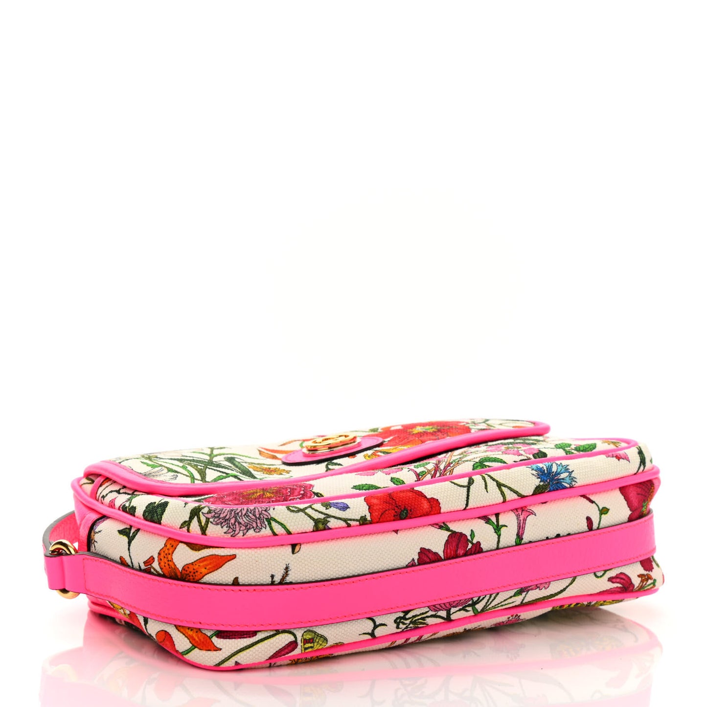 Canvas Flora Floral Shoulder Bag White Fuchsia Fluo