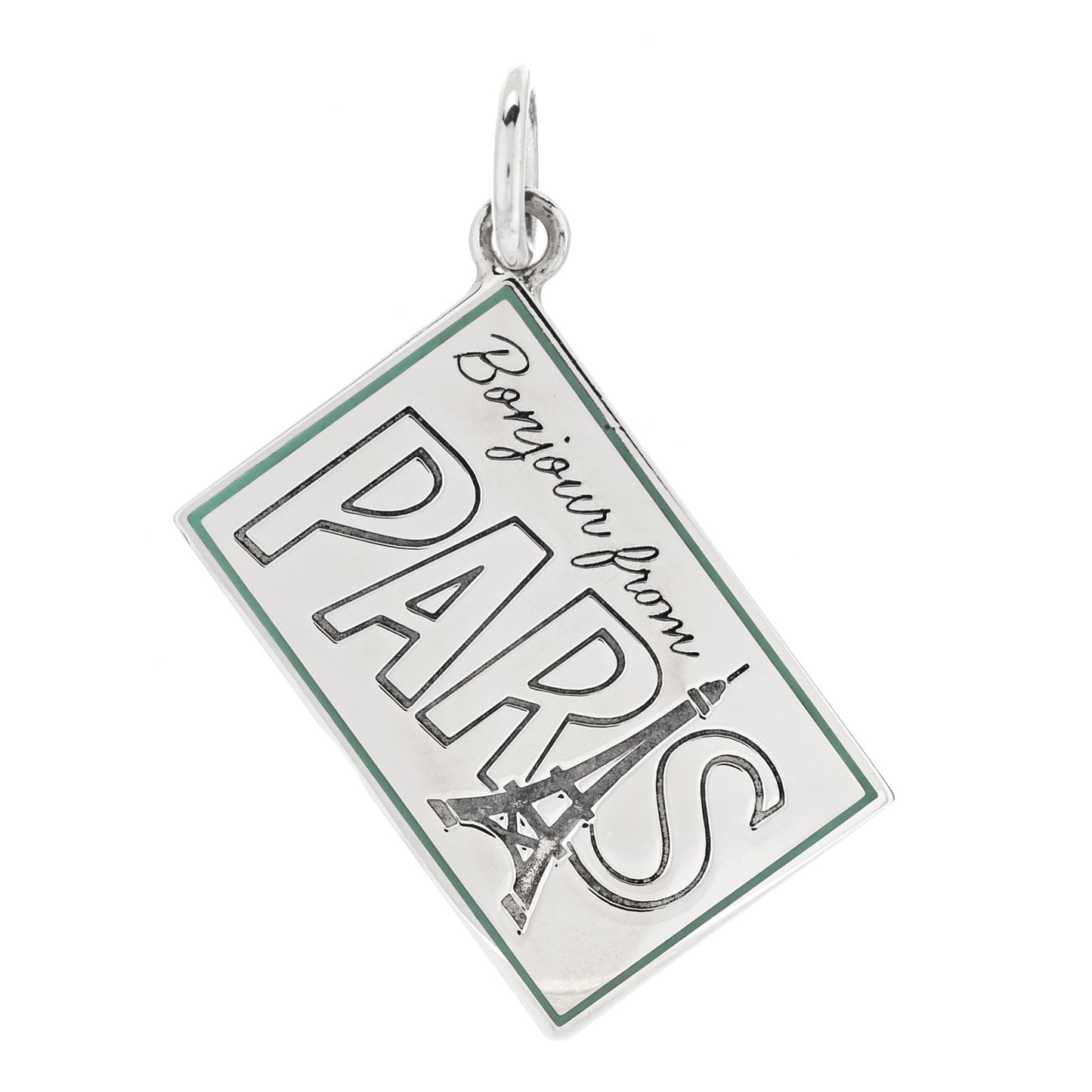 Sterling Silver Enamel Paris Postcard Charm Blue