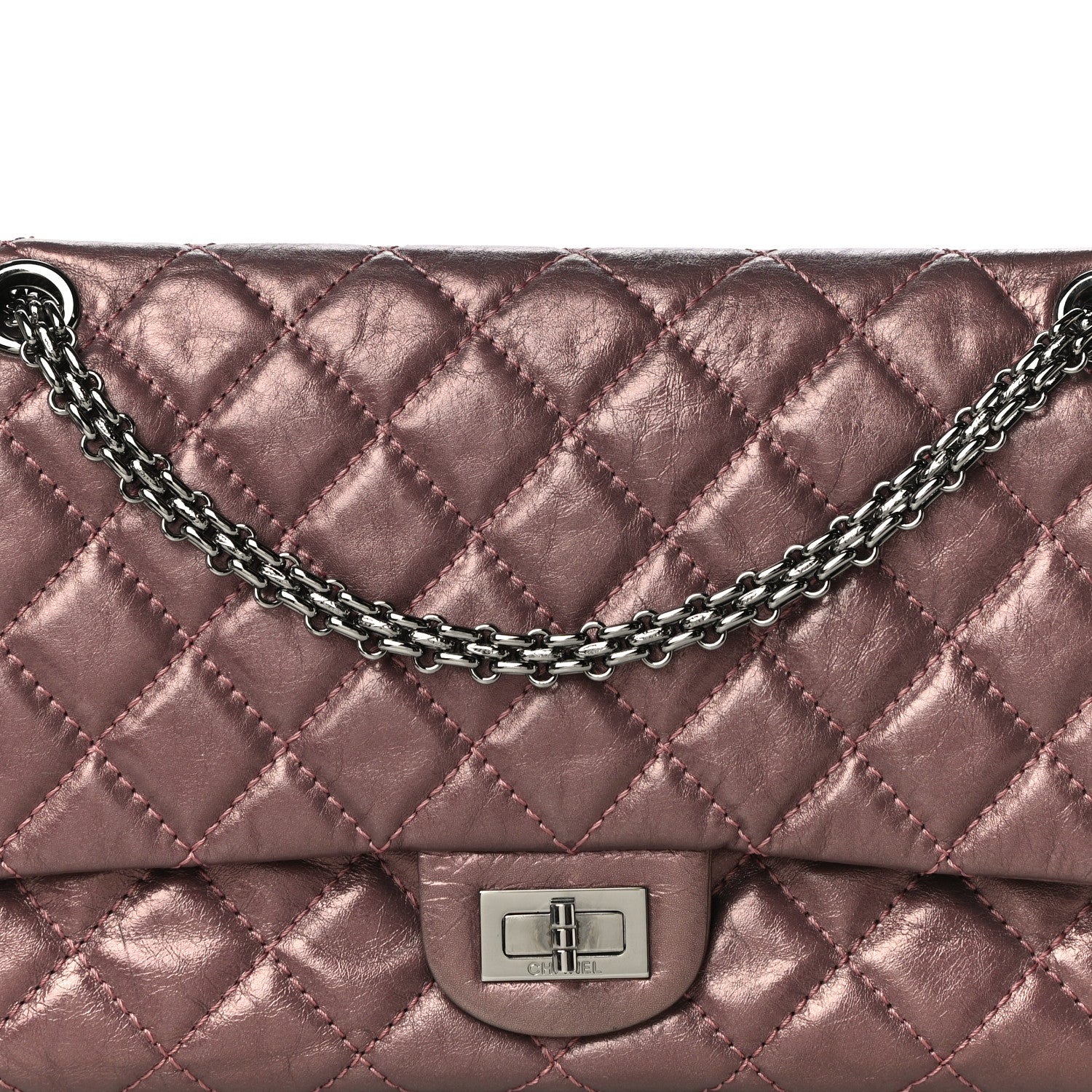 Chanel Metallic Calfskin Quilted 2.55 Reissue 226 Flap Rose Fonce 8 of 10