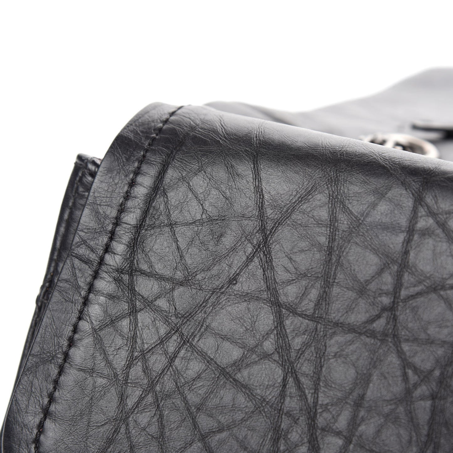 Aged Calfskin Quilted 2.55 Reissue 227 Flap Black