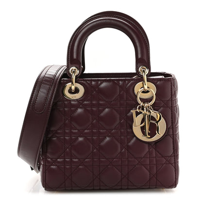 Christian Dior Lambskin Cannage Small Lucky Badges My Lady Dior Burgundy 1 of 11