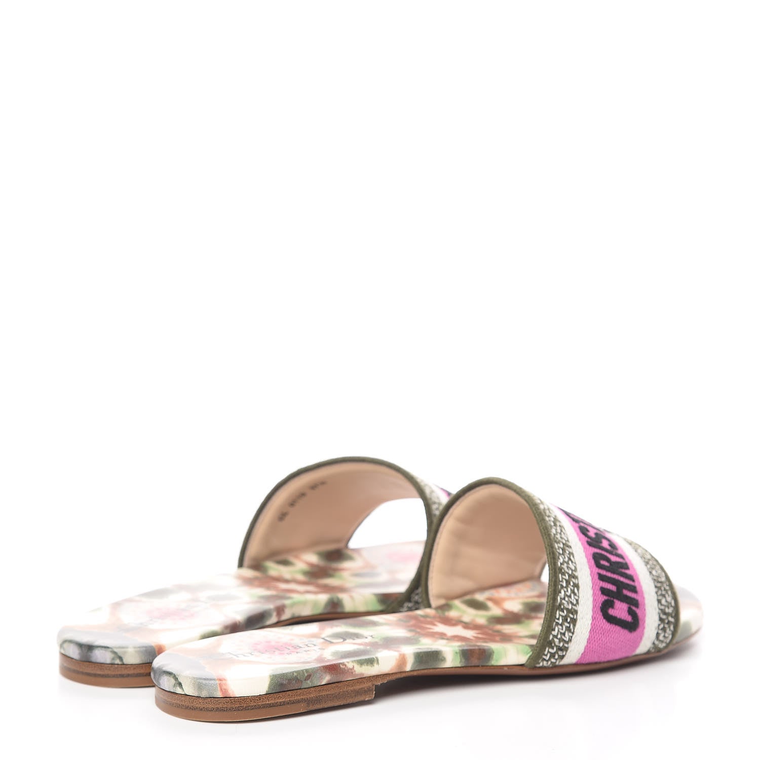 Christian Dior Canvas KaleiDioroscopic Embroidered Dway Flat Slide Sandals 37.5 Deep Amaranth 4 of 10