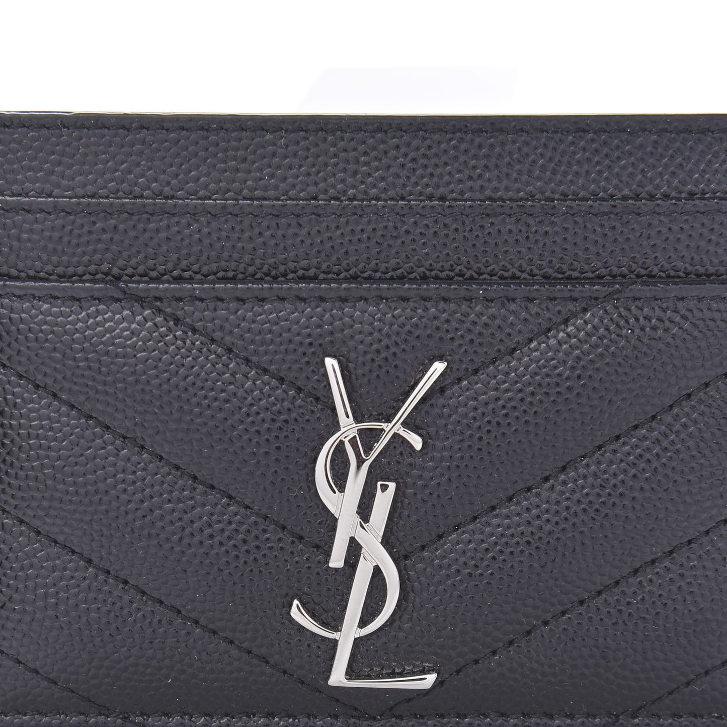 Grain De Poudre Matelasse Chevron Monogram Credit Card Case Black