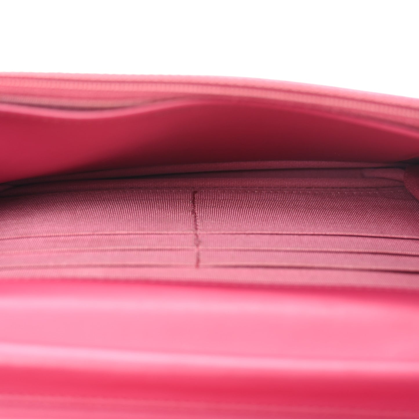 Patent Calfskin Quilted Wallet On Chain WOC Pink