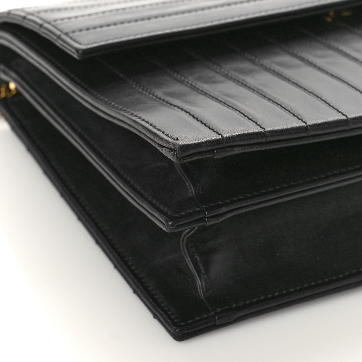 Saint Laurent Calfskin Matelasse Victoire Chain Wallet Black 8 of 10