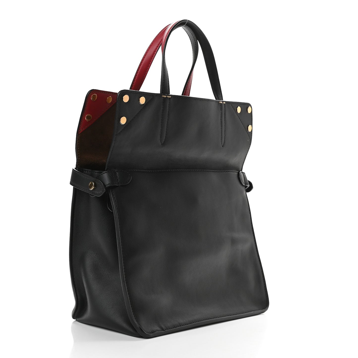 Vitello Grace Suede Small Flip Tote Black Fragola Marrone