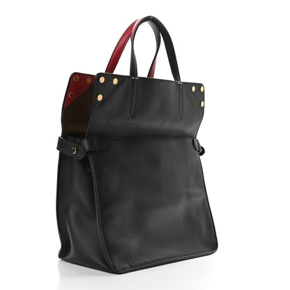 Fendi Vitello Grace Suede Small Flip Tote Black Fragola Marrone 4 of 12