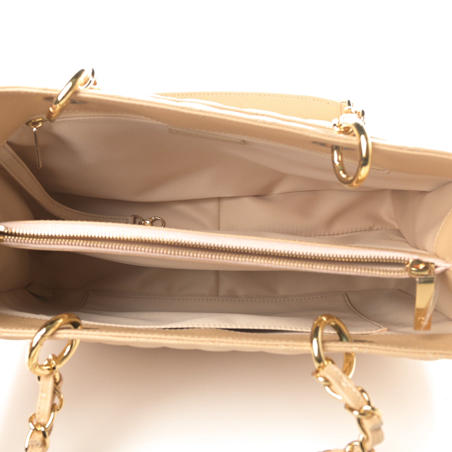 Caviar Quilted Grand Shopping Tote GST Beige