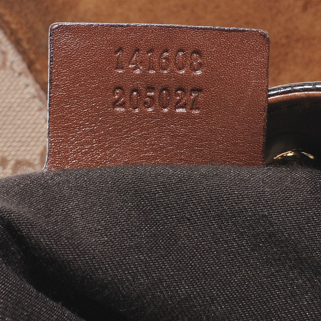 Suede Monogram Drawstring Shoulder Bag Brown