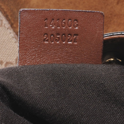 Gucci Suede Monogram Drawstring Shoulder Bag Brown 7 of 14