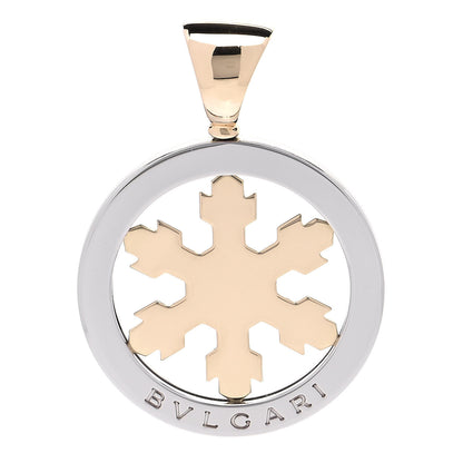Bulgari Stainless Steel 18K Yellow Gold Tondo Snowflake Pendant 1 of 4