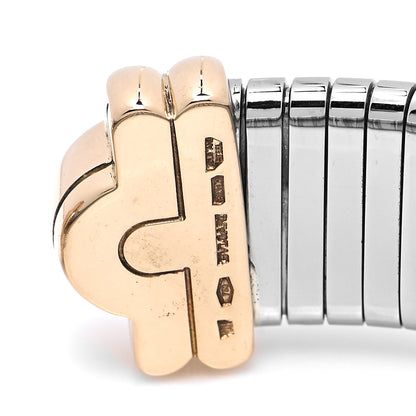 Bulgari Stainless Steel 18K Yellow Gold Wide Tubogas Bracelet 4 of 5