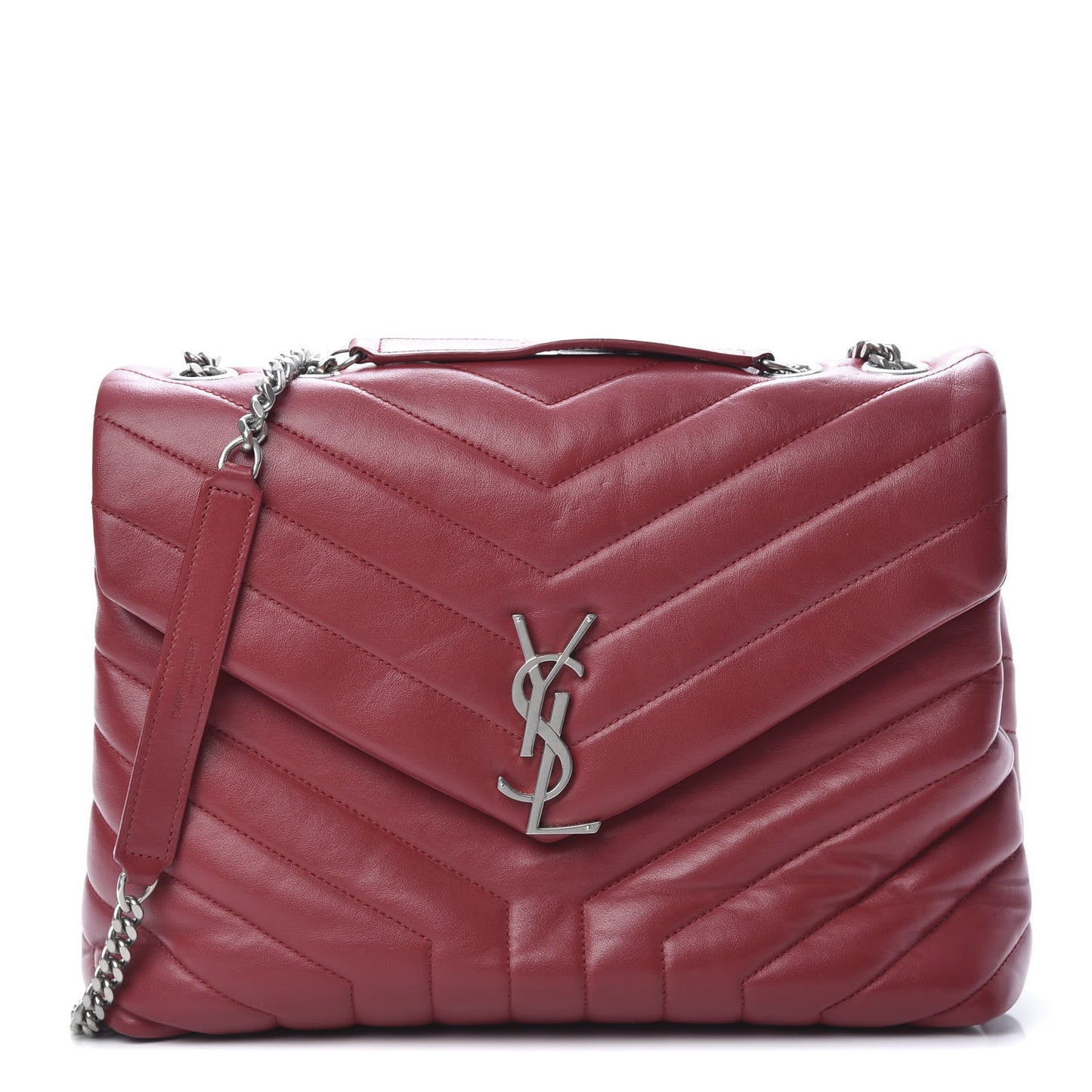 Calfskin Y Quilted Monogram Medium Loulou Chain Satchel Lipstick Red