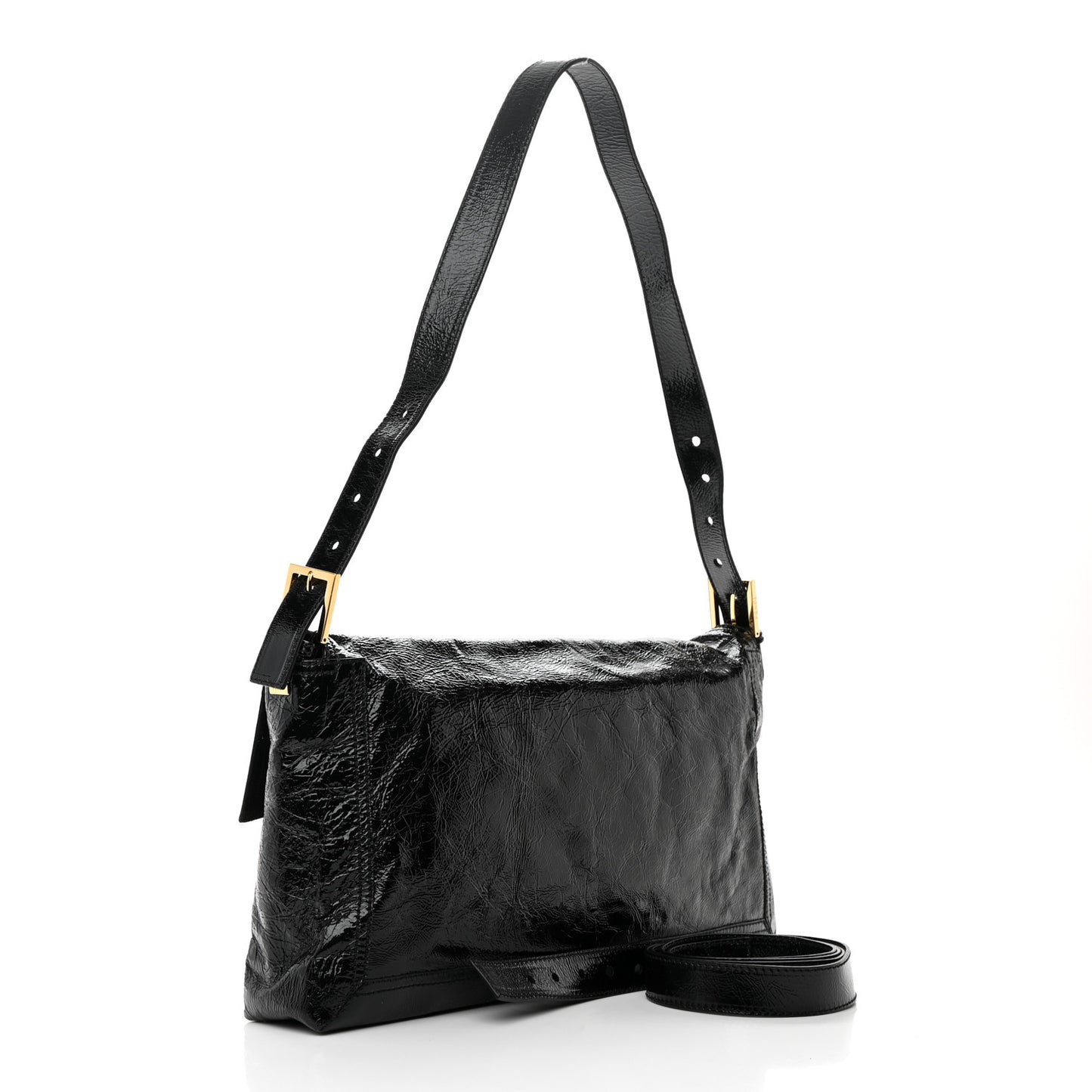 Vitello Naplak Large Convertible Baguette Black