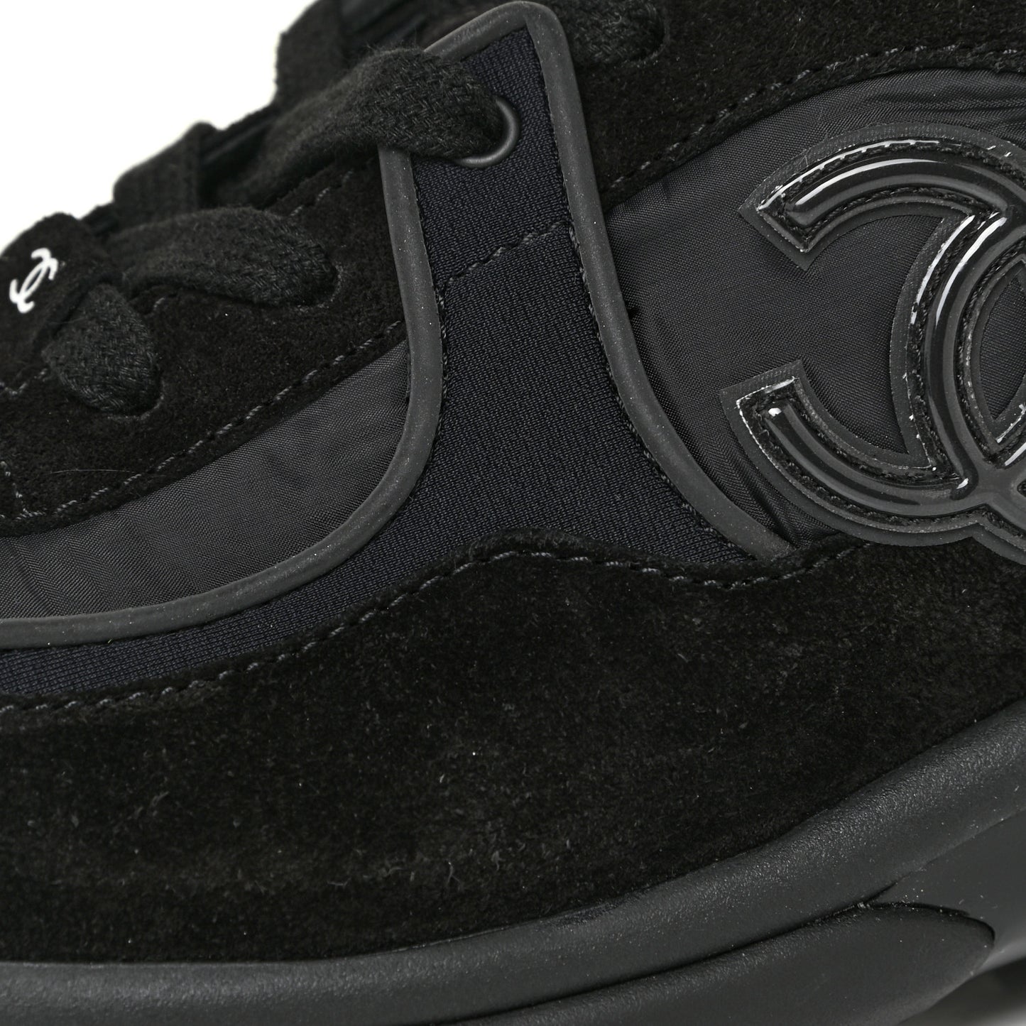 Nylon Calfskin Suede Calfskin CC Sneakers 39.5 Black