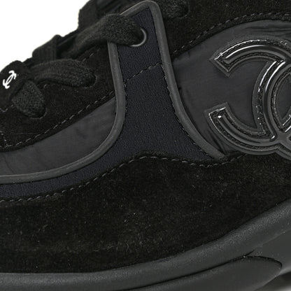Chanel Nylon Calfskin Suede Calfskin CC Sneakers 39.5 Black 8 of 14