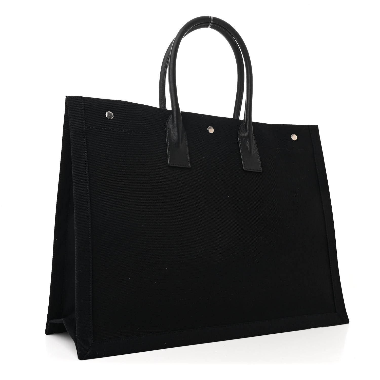 Saint Laurent Linen Calfskin Rive Gauche Tote Black 3 of 12