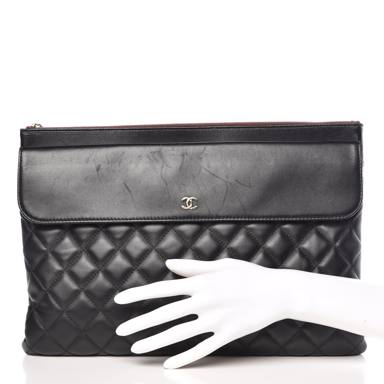 Chanel Lambskin Quilted Large Flap Cosmetic Case Black 2 of 13