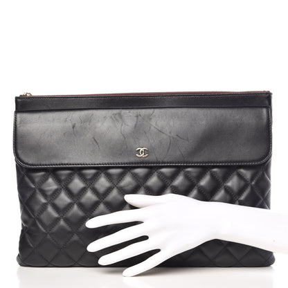 Chanel Lambskin Quilted Large Flap Cosmetic Case Black 2 of 13