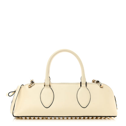 Valentino Garavani Smooth Calfskin Rockstud East West Top Handle Bag Ivory 1 of 9