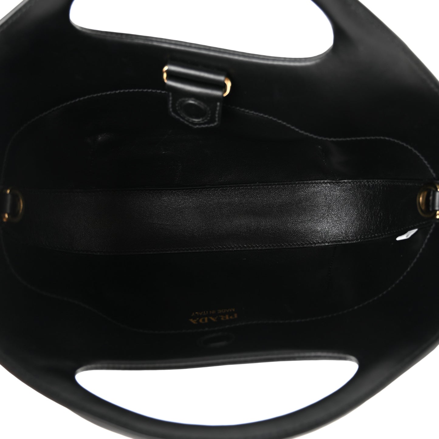 City Calfskin Medium Metal Triangle Logo Bag Black