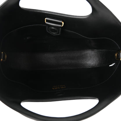 Prada City Calfskin Medium Metal Triangle Logo Bag Black 5 of 10