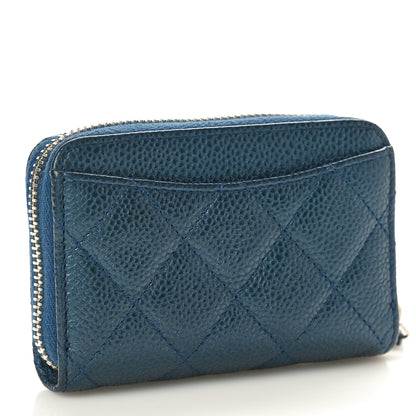 Chanel Iridescent Caviar Quilted Zip Coin Purse Dark Blue 3 of 9