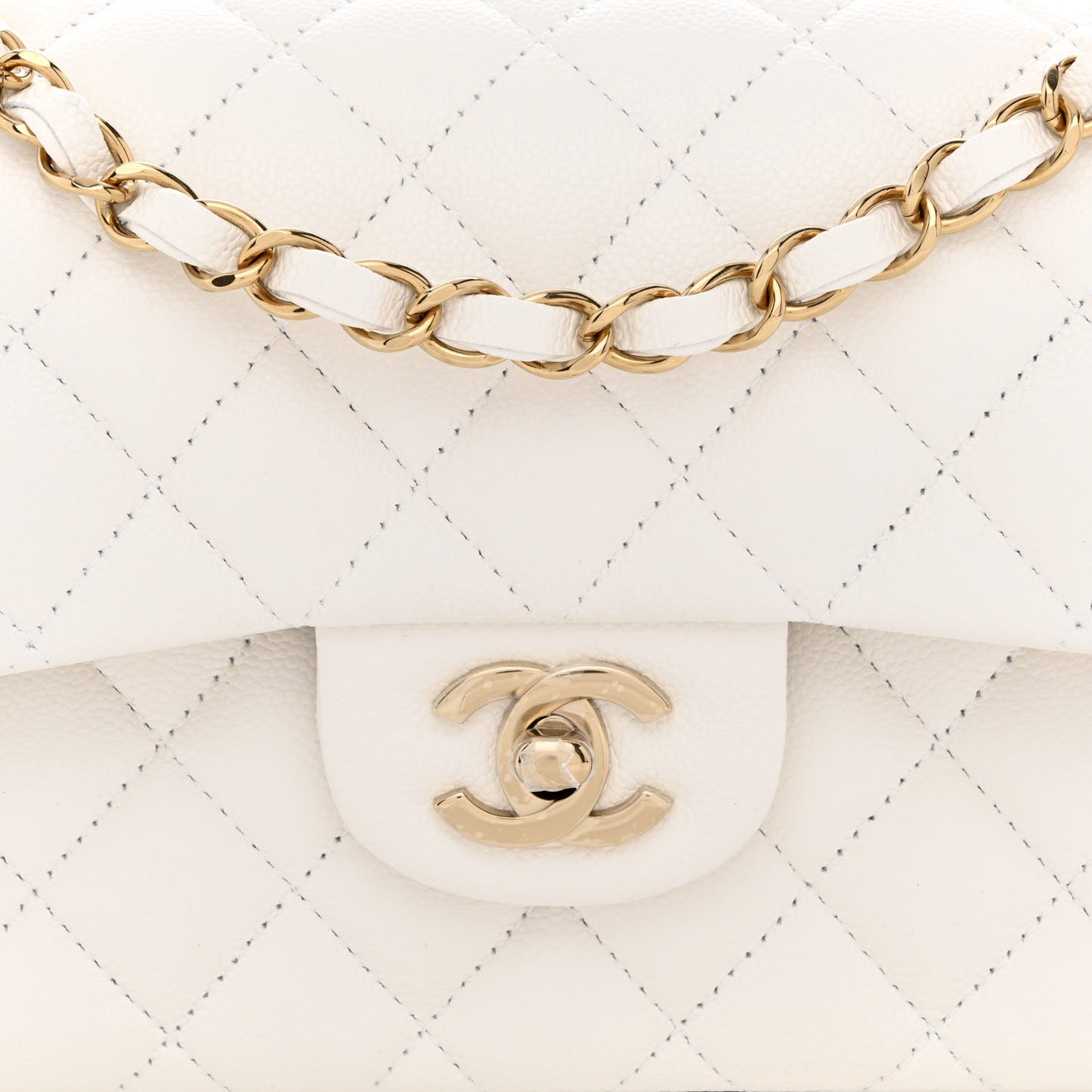 Caviar Quilted Small Double Flap White