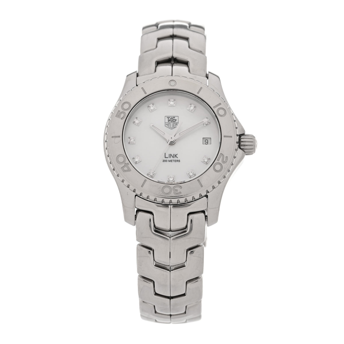 Tag Heuer Stainless Steel Diamond Mother of Pearl 27mm Link Quartz Watch WJ1319 1 of 4