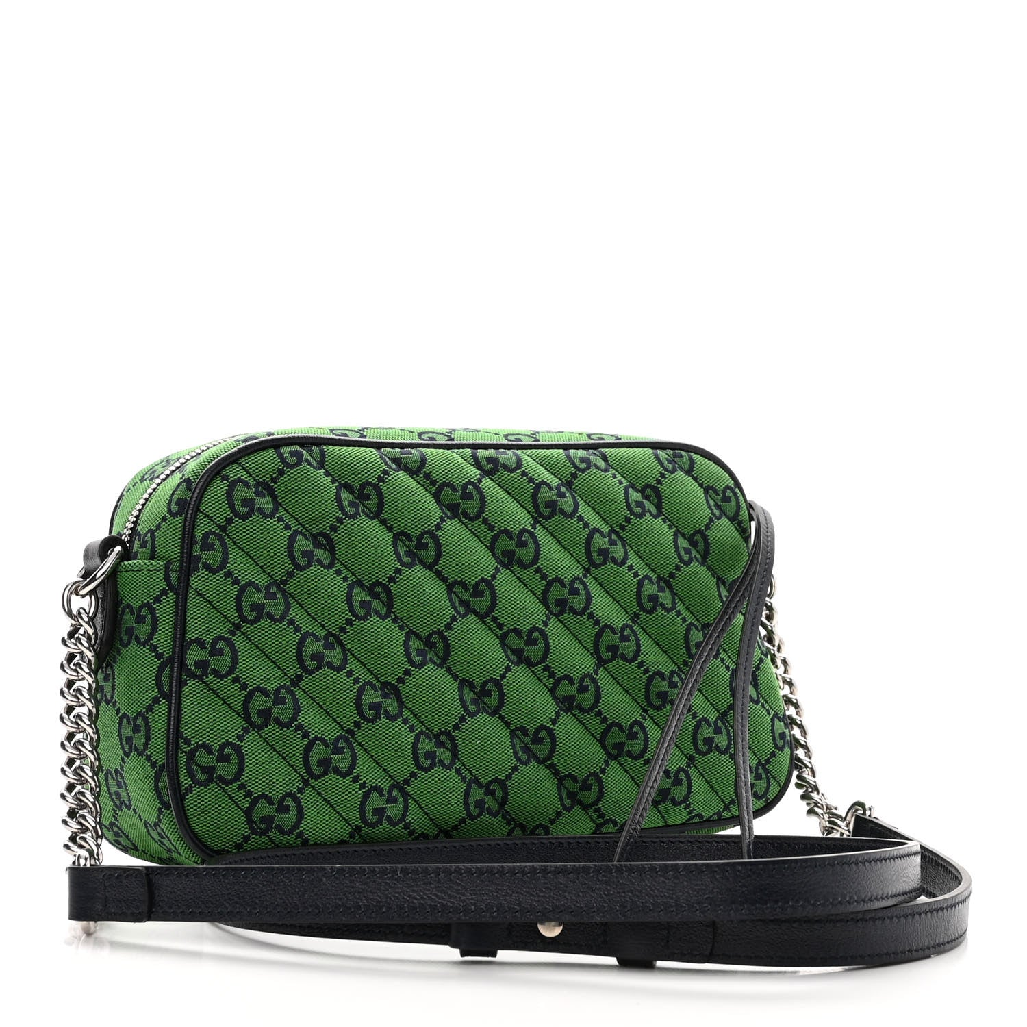 Gucci Monogram Multicolor Matelasse Diagonal Small GG Marmont Chain Shoulder Bag Green Blue 3 of 10