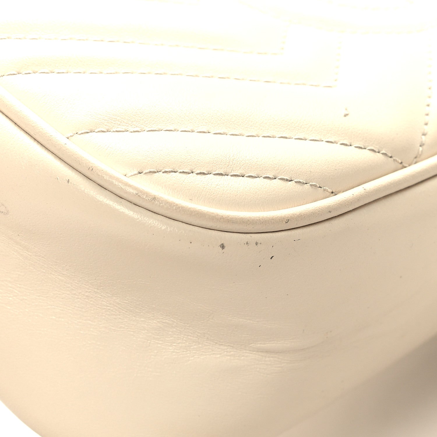 Gucci Calfskin Matelasse Small GG Marmont Chain Shoulder Bag White 12 of 13