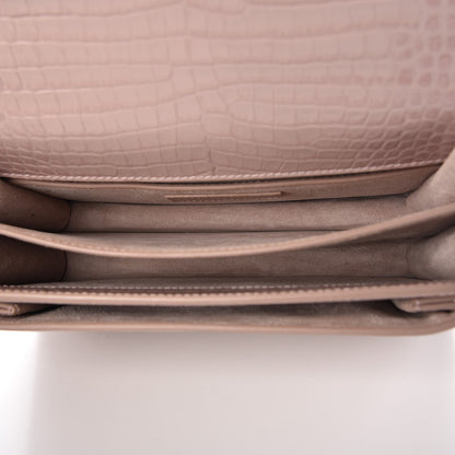 Saint Laurent Calfskin Crocodile Embossed Medium Monogram Sunset Powder Pink 5 of 10
