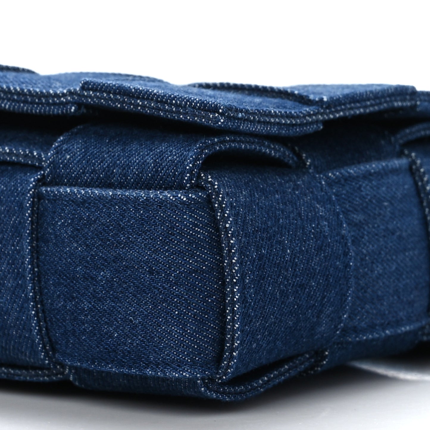 Denim Maxi Intrecciato Cassette Crossbody Bag Indigo