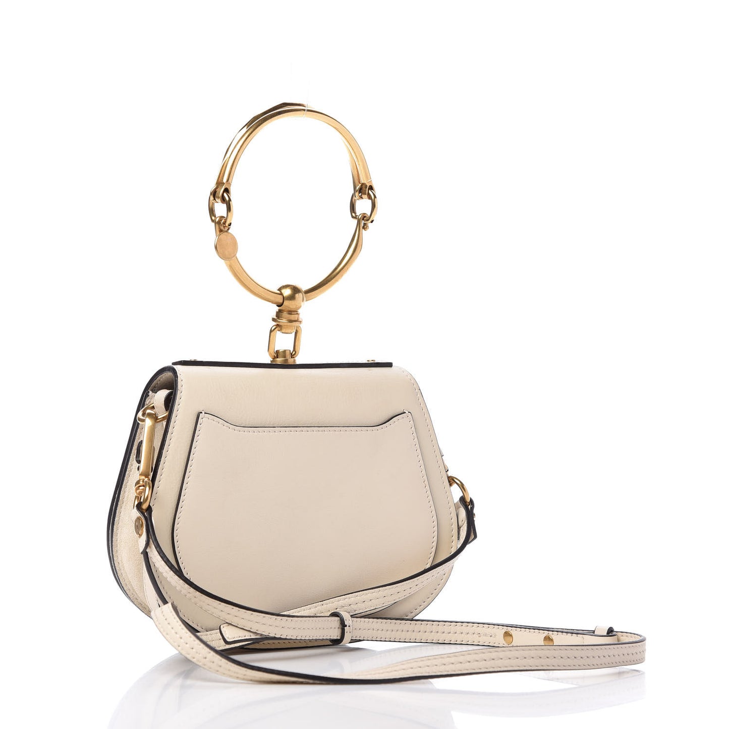 Calfskin Suede Small Nile Bracelet Bag Off White