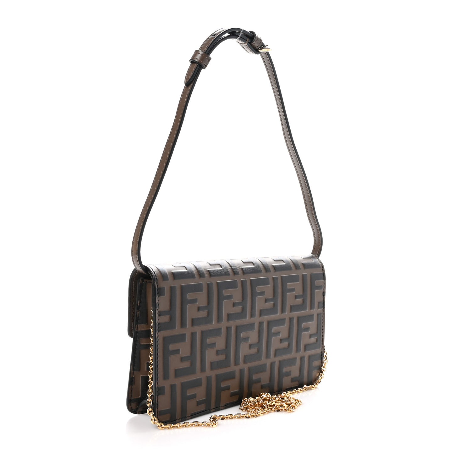 Vitello Ceylon Bi-Color FF 1974 Embossed FF Diamonds Chain Wallet Maya Black