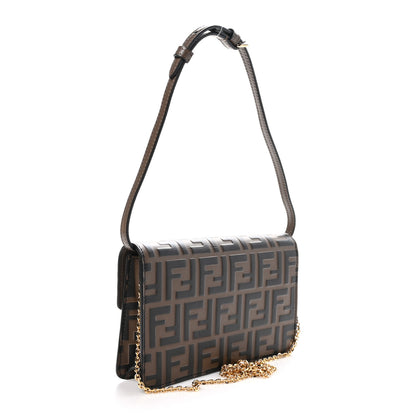 Fendi Vitello Ceylon Bi-Color FF 1974 Embossed FF Diamonds Chain Wallet Maya Black 3 of 10