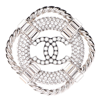 Chanel Crystal CC Lifesaver Pin Brooch Silver 1 of 6