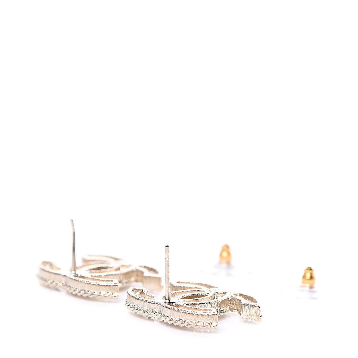 Crystal Pearl CC Earrings Light Gold