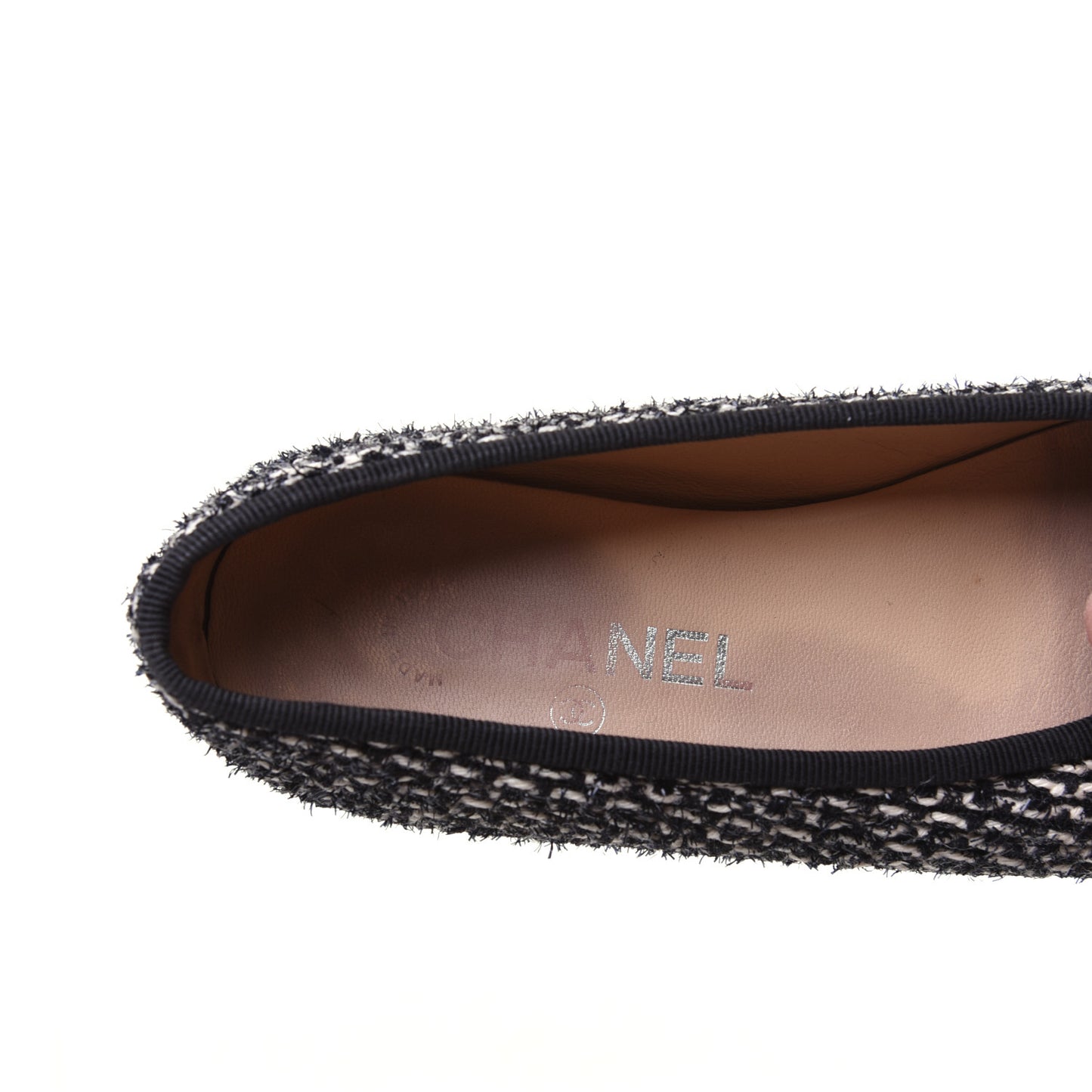 Tweed Cap Toe Ballerina Flats 36.5 Black White