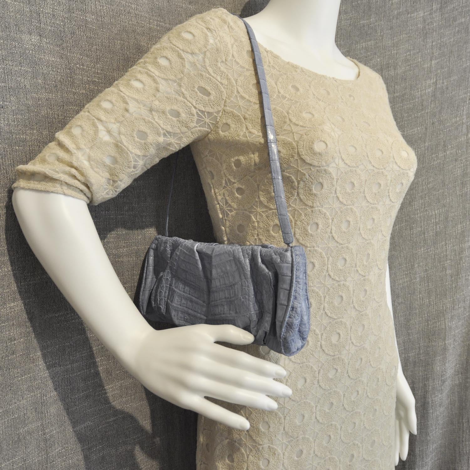Nancy Gonzalez Crocodile Shoulder Bag Blue 2 of 7