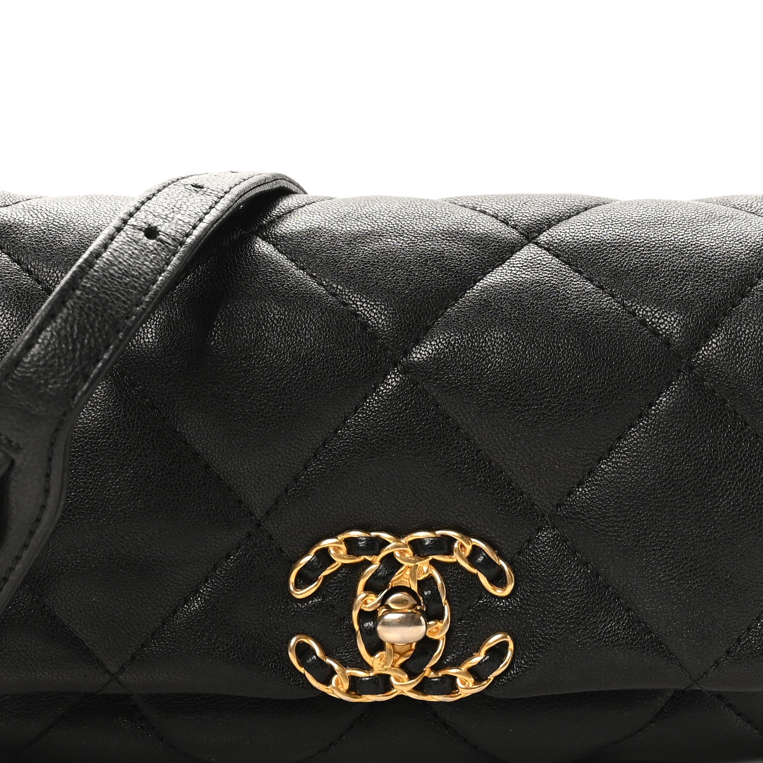 Chanel Lambskin Quilted Chanel 19 Waist Bag Black 8 of 10