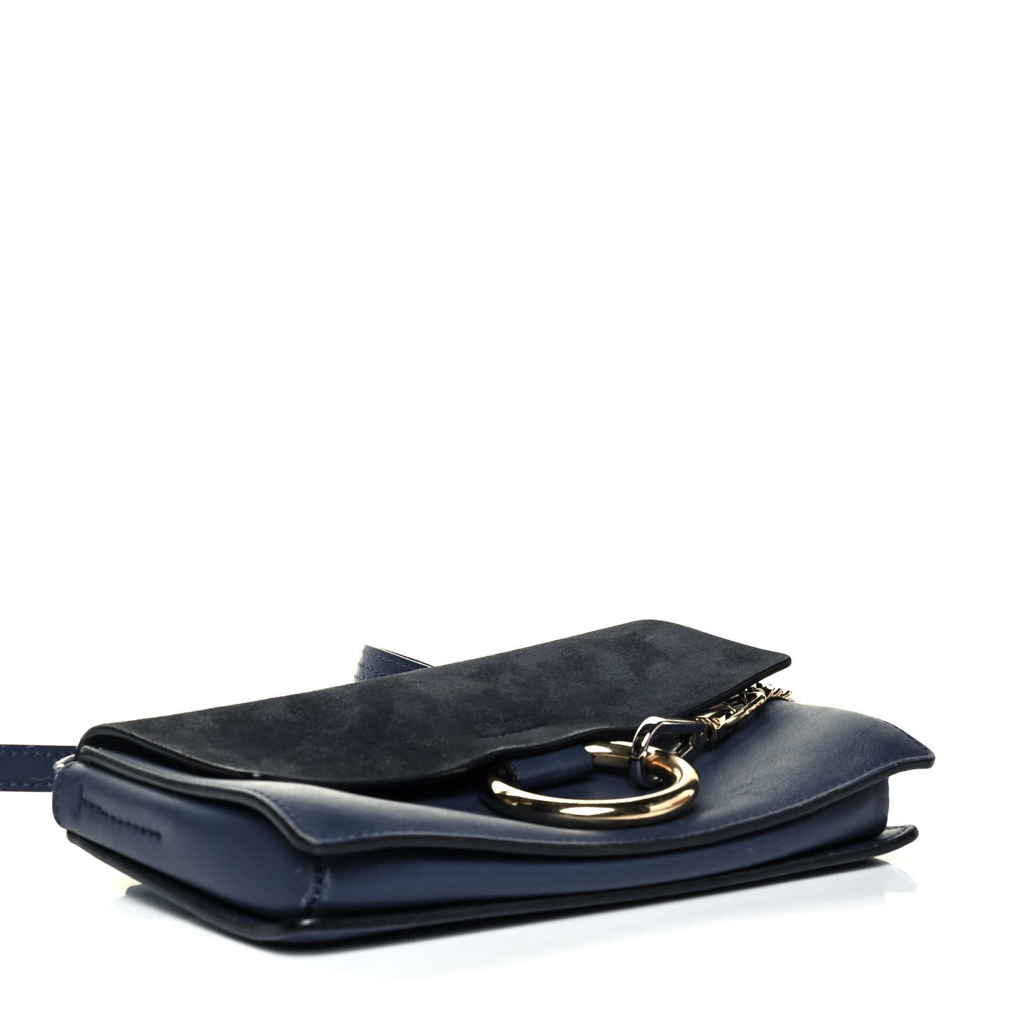 Suede Calfskin Small Faye Shoulder Bag Denim Blue